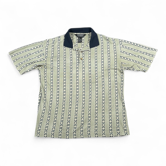 Vintage Knightsbridge Polo Shirt Adult MEDIUM Blue Red Green Striped Retro 90s - Picture 1 of 7